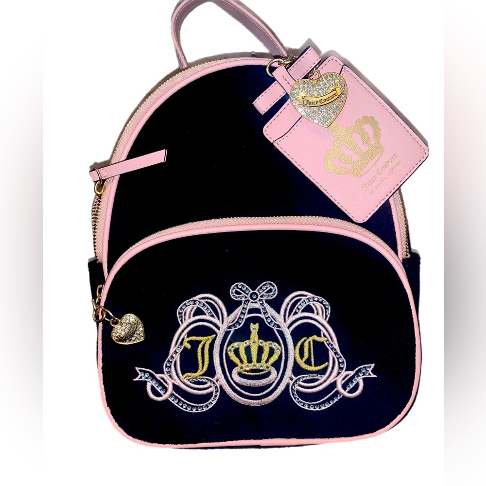 Juicy Couture Black and Pink Backpack Lovers Club Daydreamer